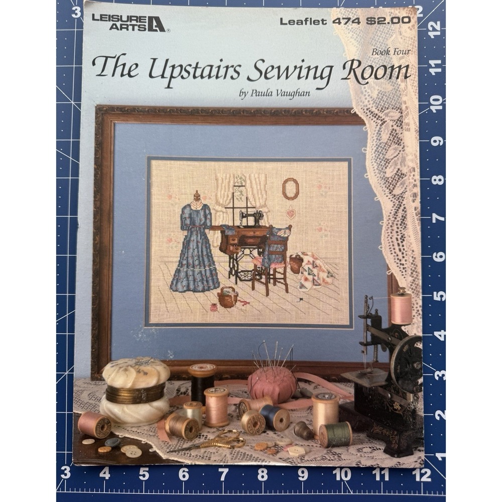 The Upstairs Sewing‎ Room Paula Vaughan Leisure Arts 474 Cross Stitch Leaflet